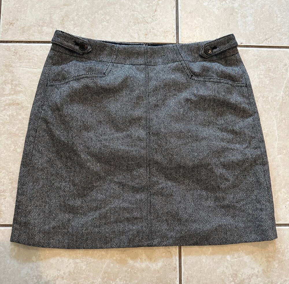 Madewell Black White Herringbone Assembly A-Line Mini Skirt Size 8 NWT